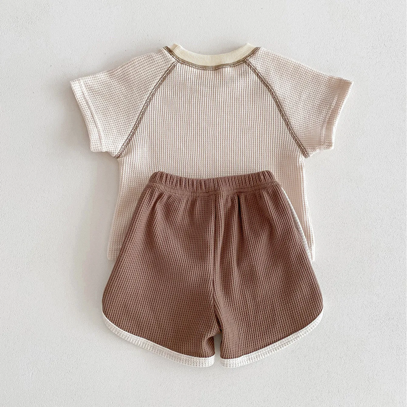 2 Pieces Set Baby Kid Girls Boys Solid Color Tops And Shorts Wholesale 240301145