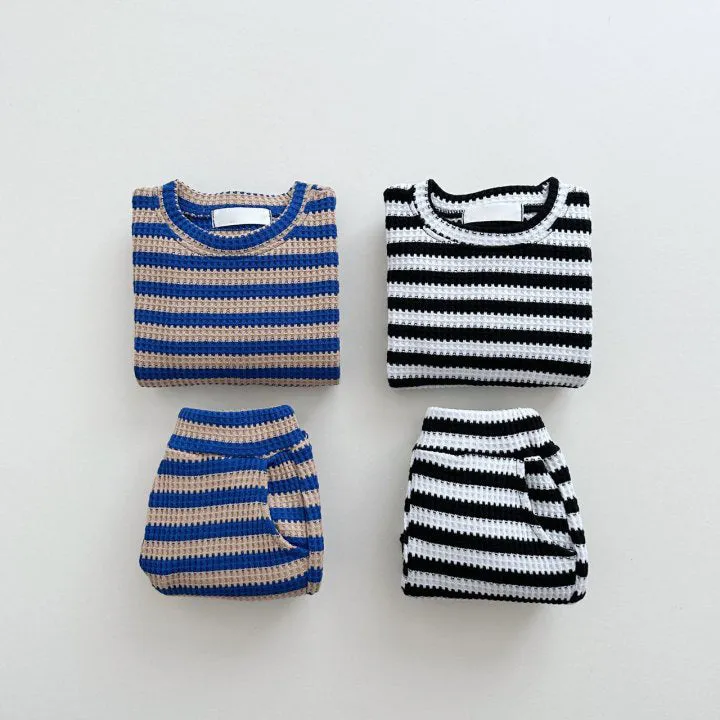 2 Pieces Set Baby Kid Girls Boys Striped Color-blocking Tops And Pants Wholesale 231130150