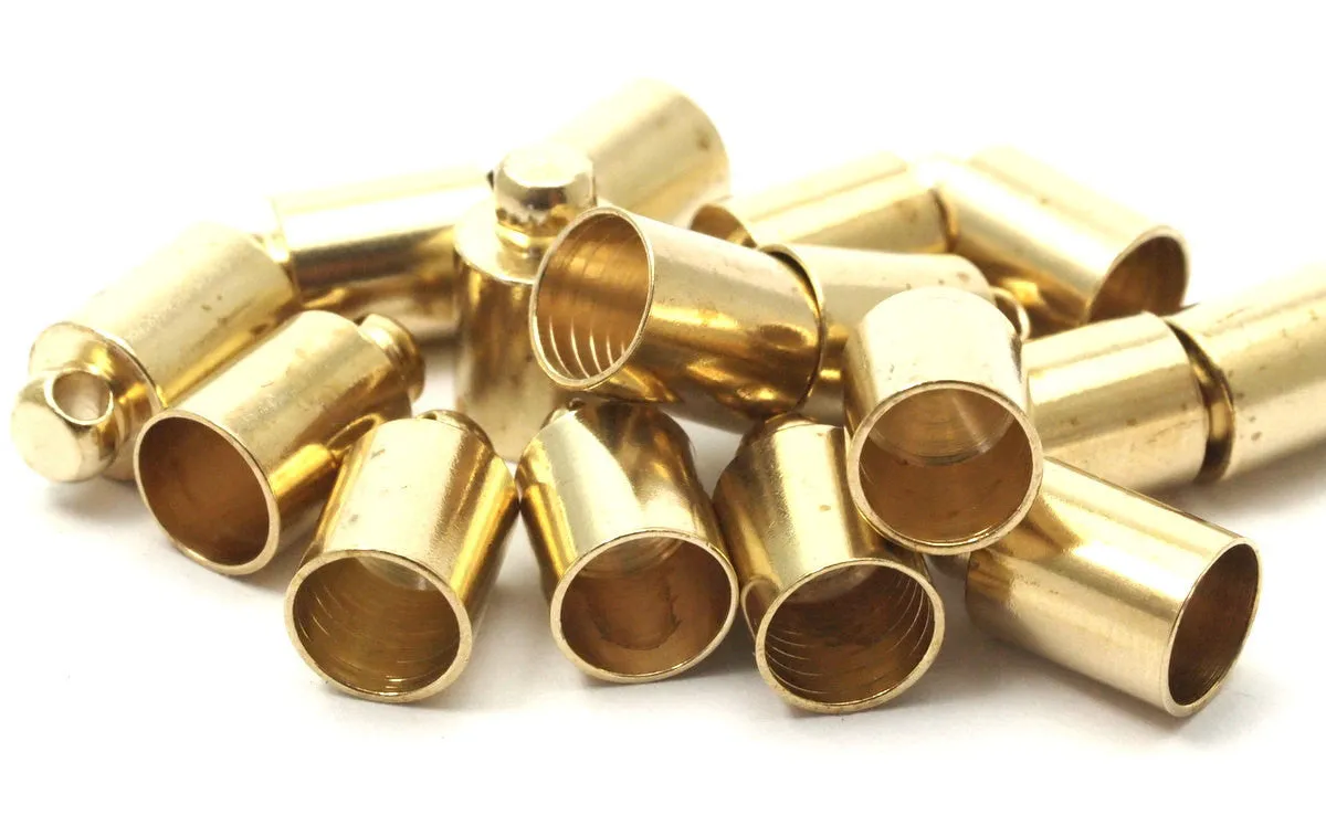 20 Raw Brass End Cap , Cord Tip -7 Mm Cord End - 12x8 Mm B0021