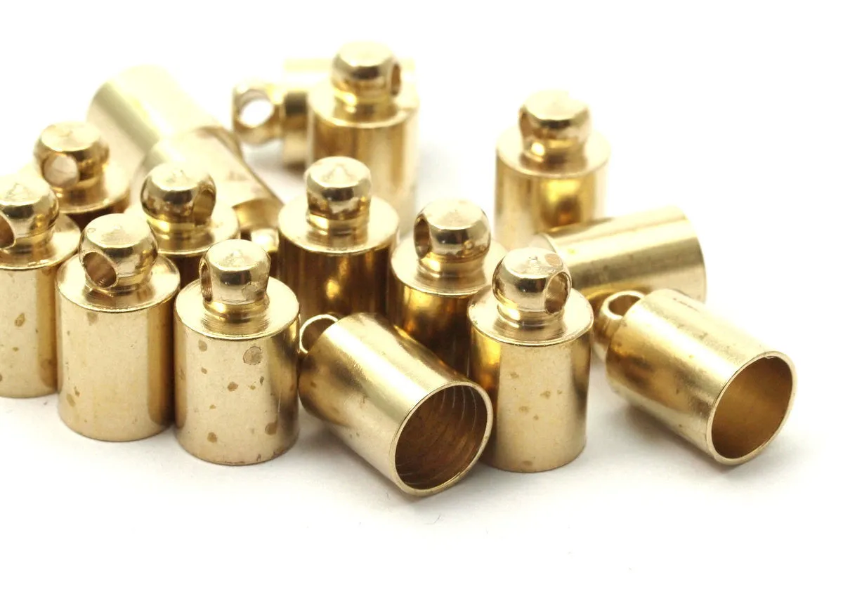 20 Raw Brass End Cap , Cord Tip -7 Mm Cord End - 12x8 Mm B0021