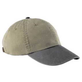 Adams Men's Khaki/Black 6-Panel Low-Profile Washed Pigment-Dyed Cap