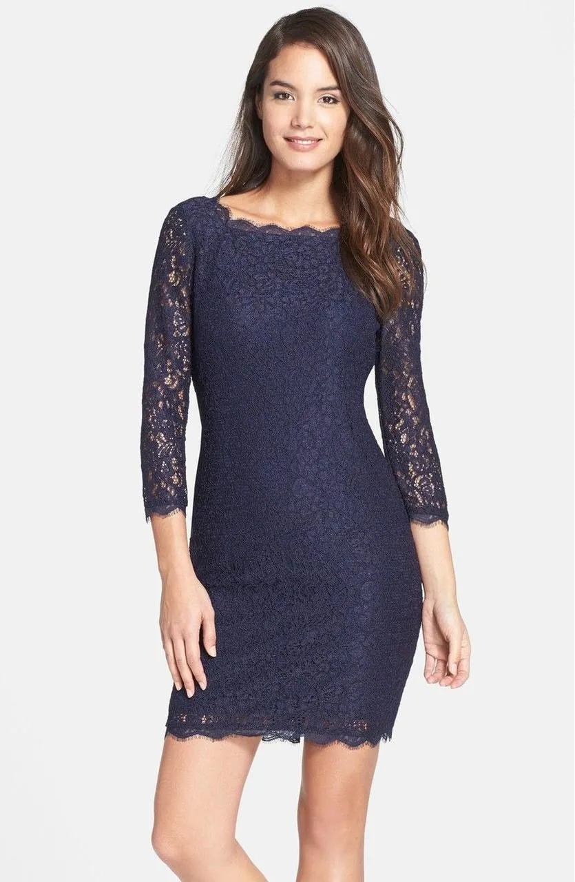 Adrianna Papell - Scalloped Lace Dress 41864782