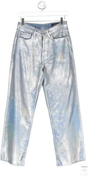 All Saints Blue April Metallic Hologram Coated Relaxed Jeans W25