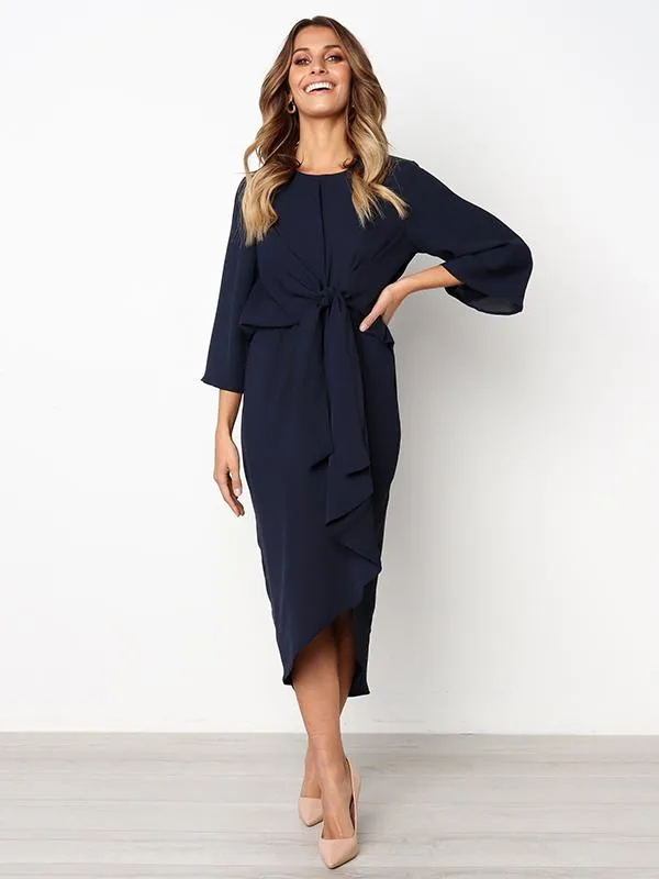 Bandage Fabala Long Sleeves Midi Dress