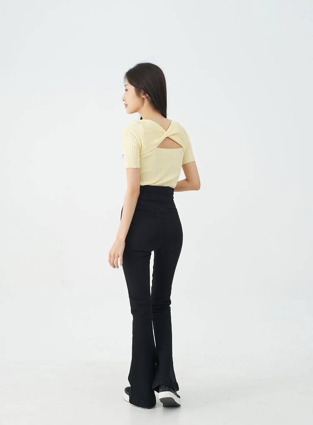 Banded Boot-Cut Highwaisted Pants IJ23