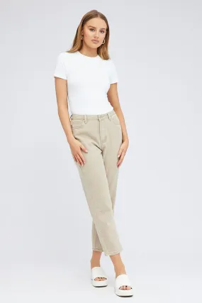 Beige Mom Denim Jean