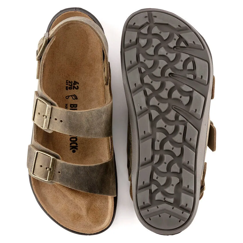 'Birkenstock' Men's Milano Rugged Oiled Leather Sandal - Faded Khaki