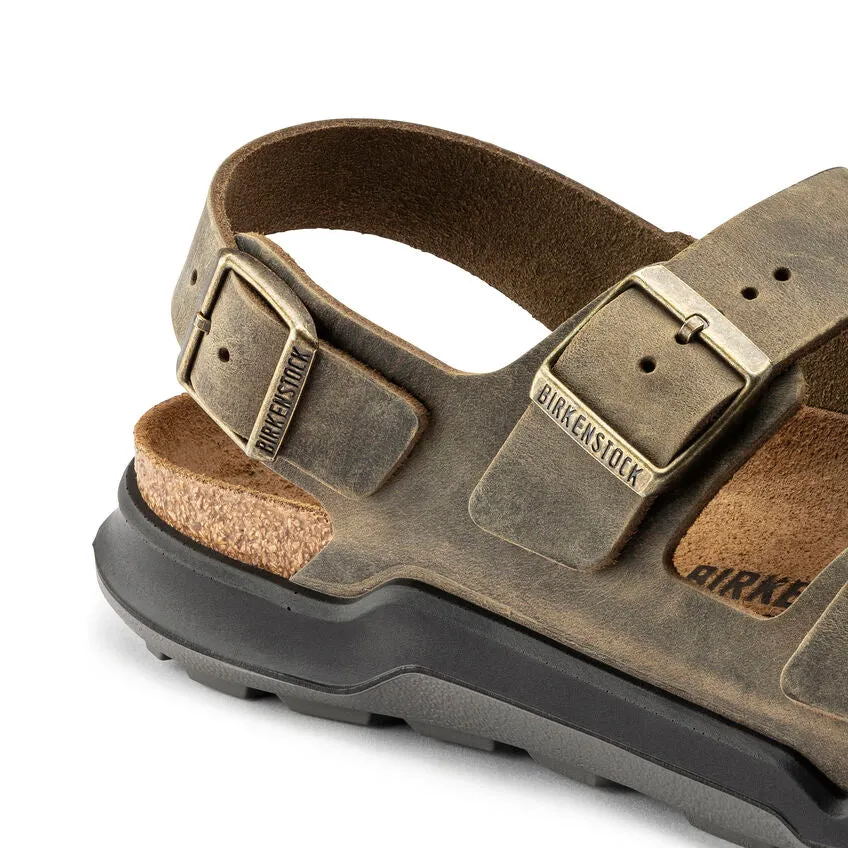 'Birkenstock' Men's Milano Rugged Oiled Leather Sandal - Faded Khaki