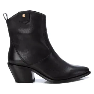 CARMELA Black Leather Western Ankle Boot