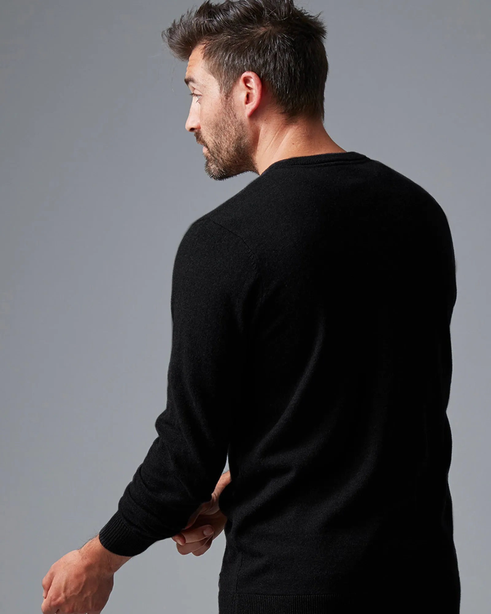 CASHMERE COTTON VEE NECK KNIT