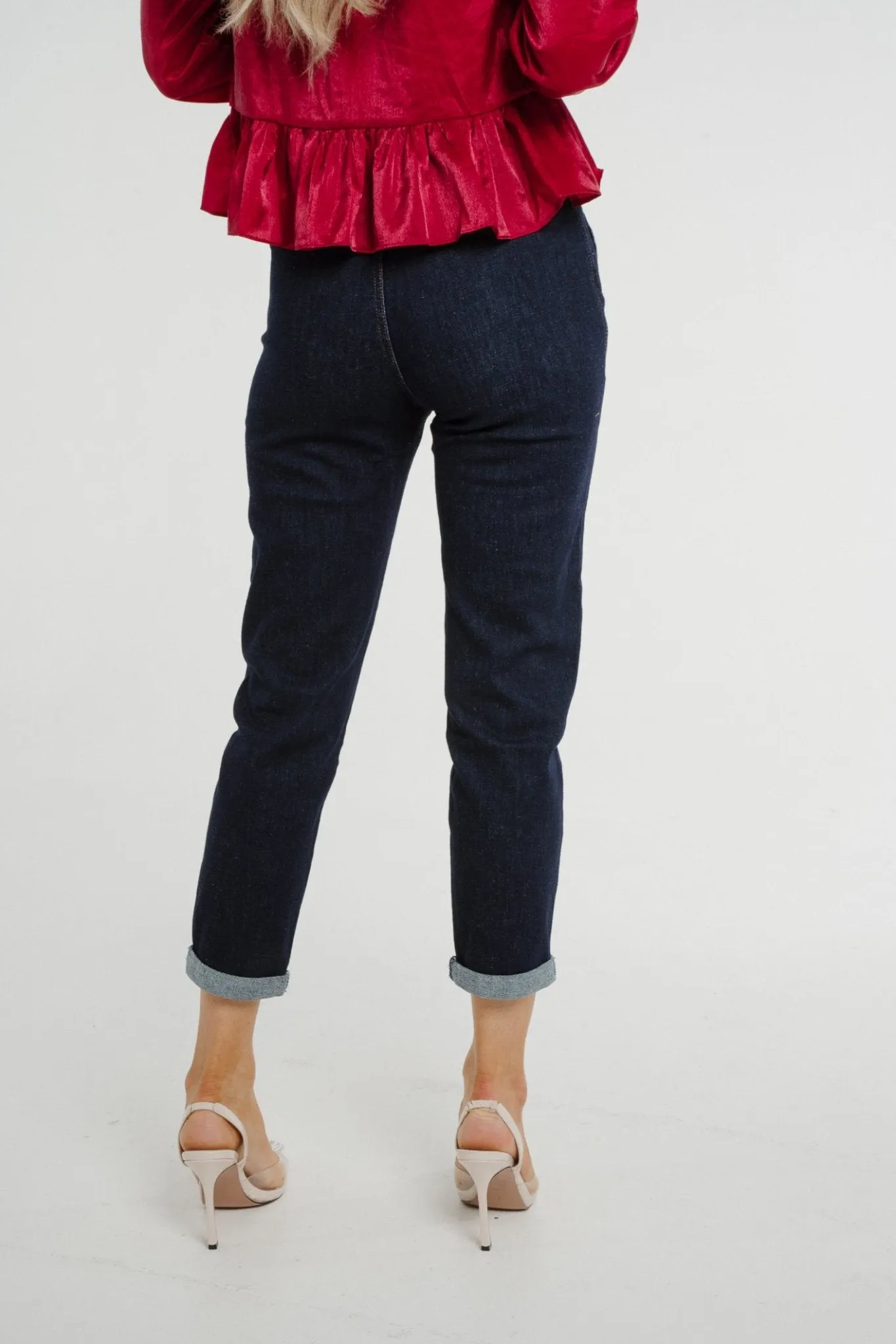 Cindy High Waist Mom Jean In Dark Wash