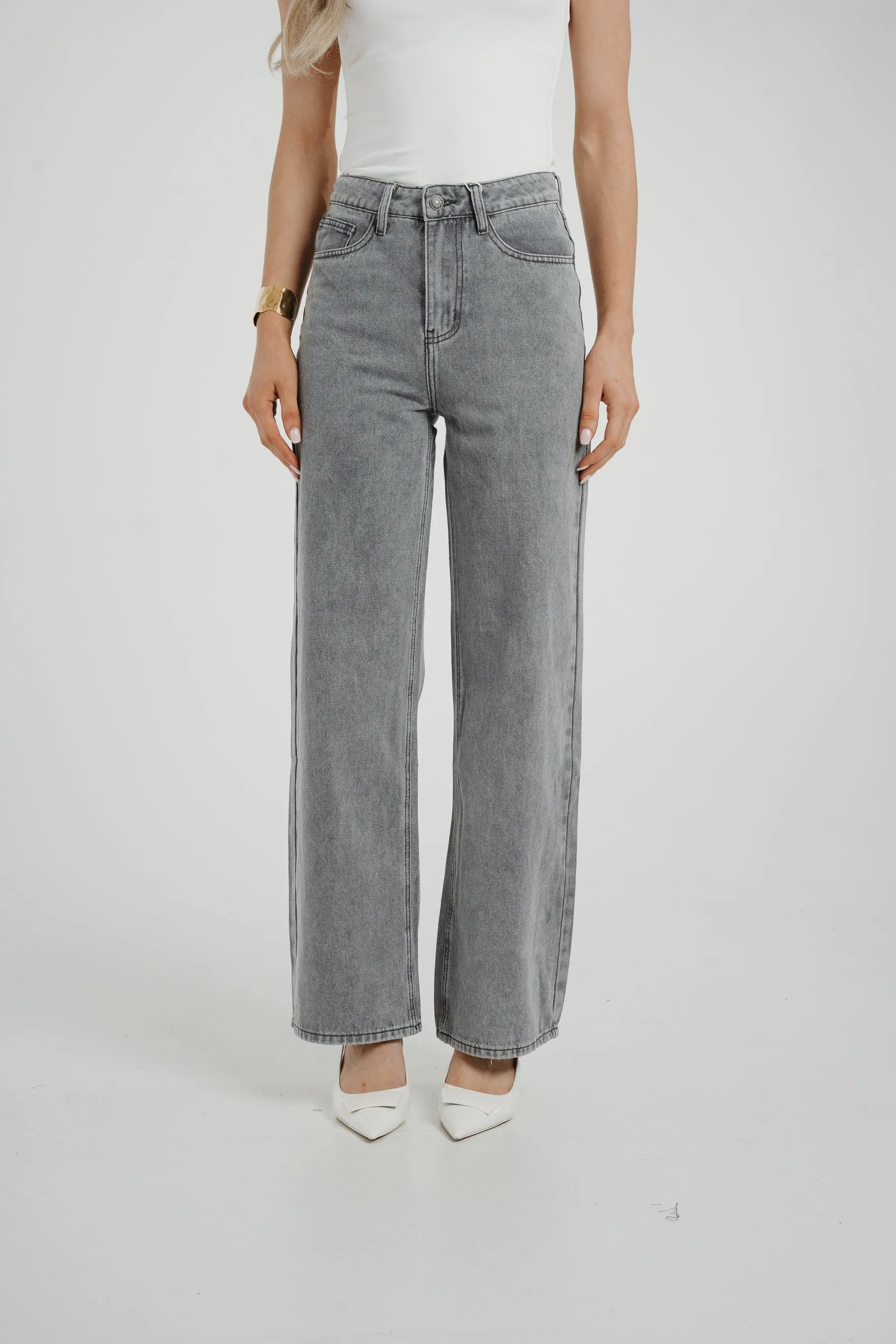 Cindy Wide Leg Jean In Grey