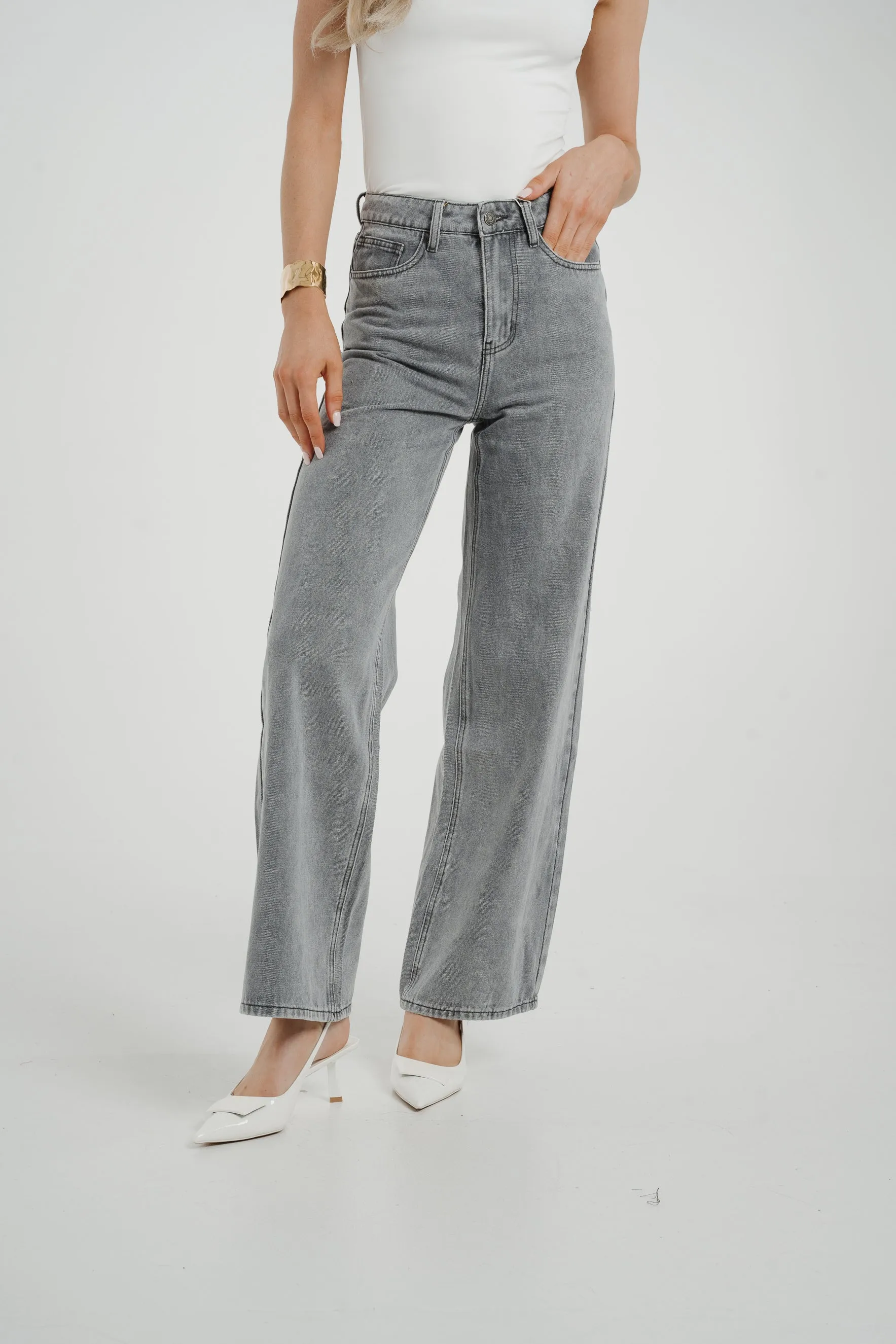 Cindy Wide Leg Jean In Grey