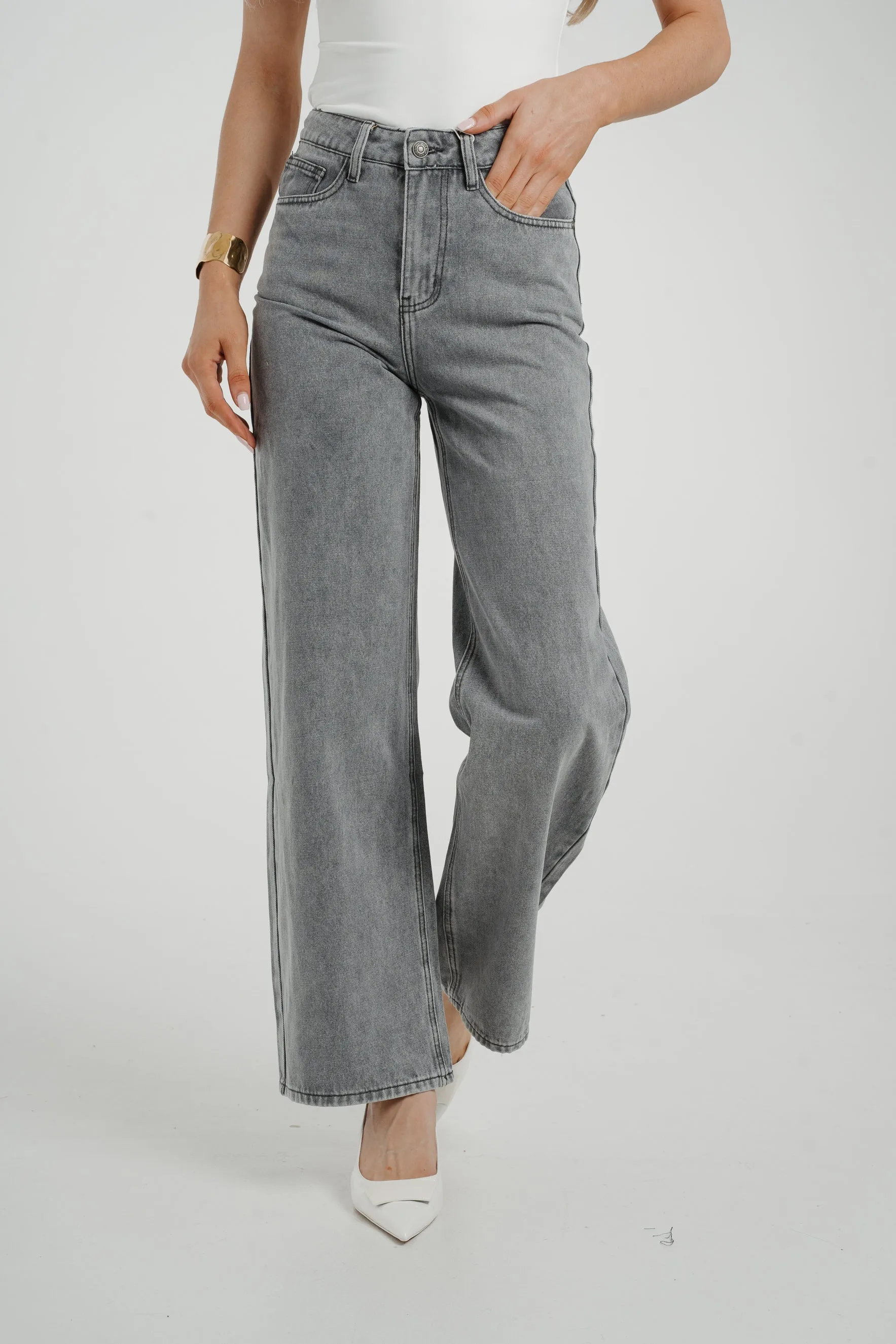 Cindy Wide Leg Jean In Grey