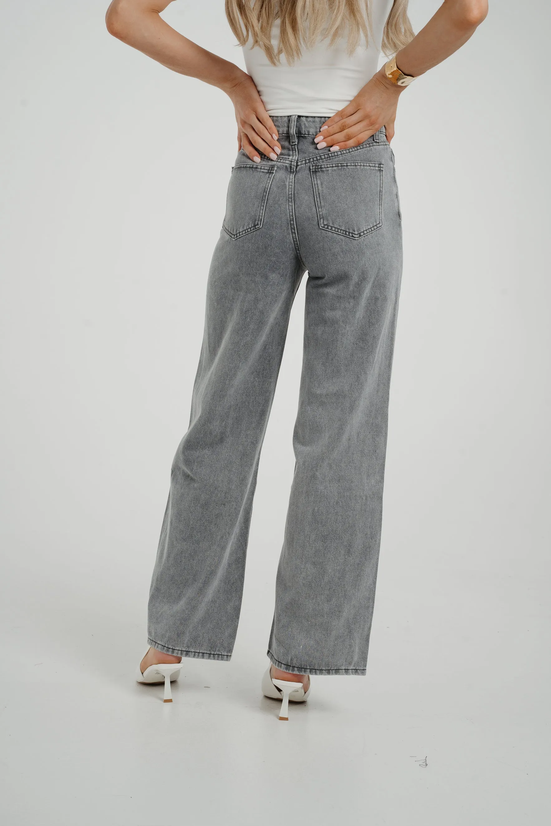 Cindy Wide Leg Jean In Grey