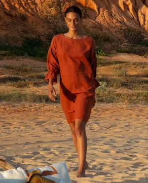 Claudia-May Linen Dress In Paprika