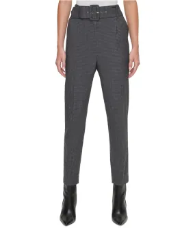 DKNY Women's Belted Casual Trouser Pants, Gray, 4P