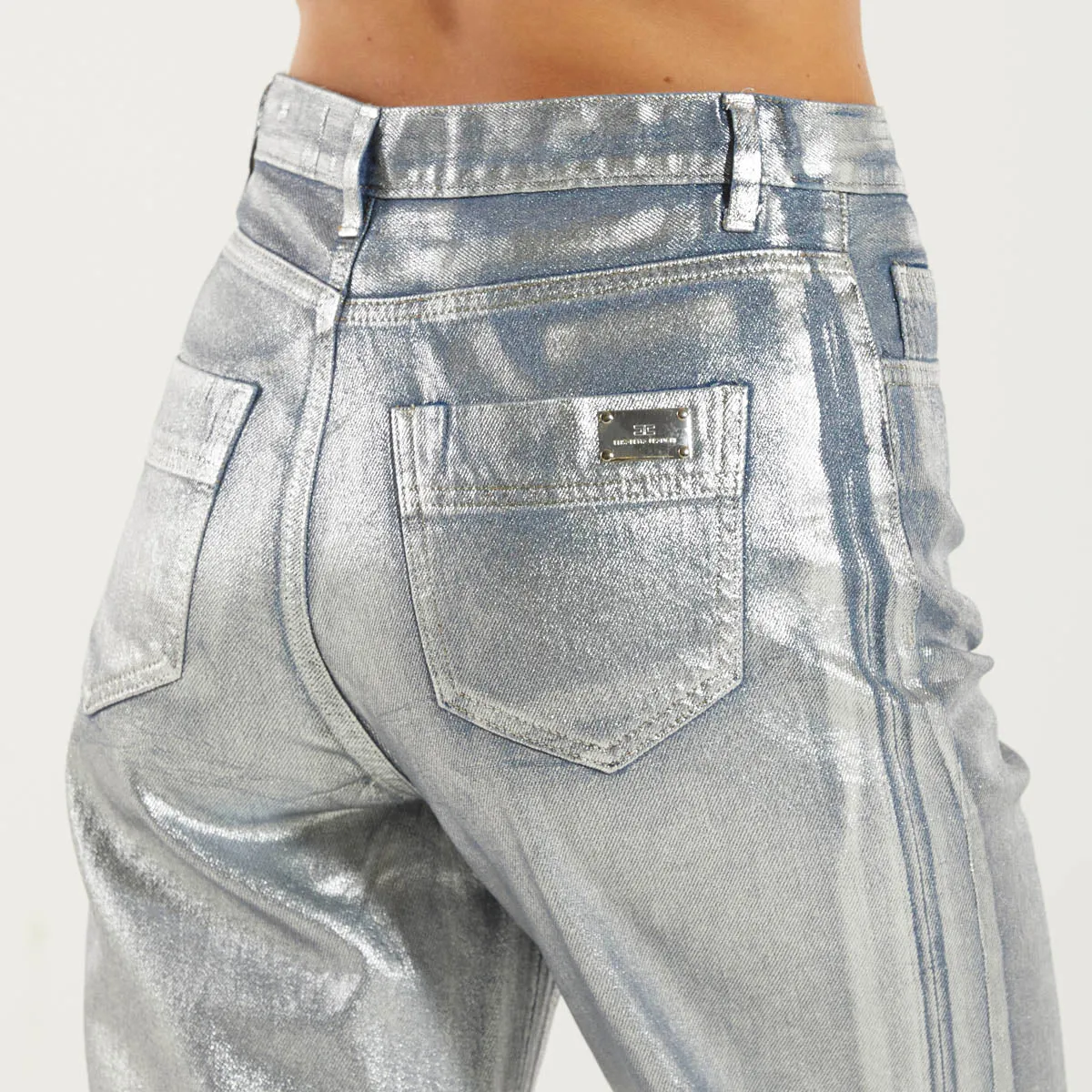 Elisabetta Franchi jeans boyfriend laminato