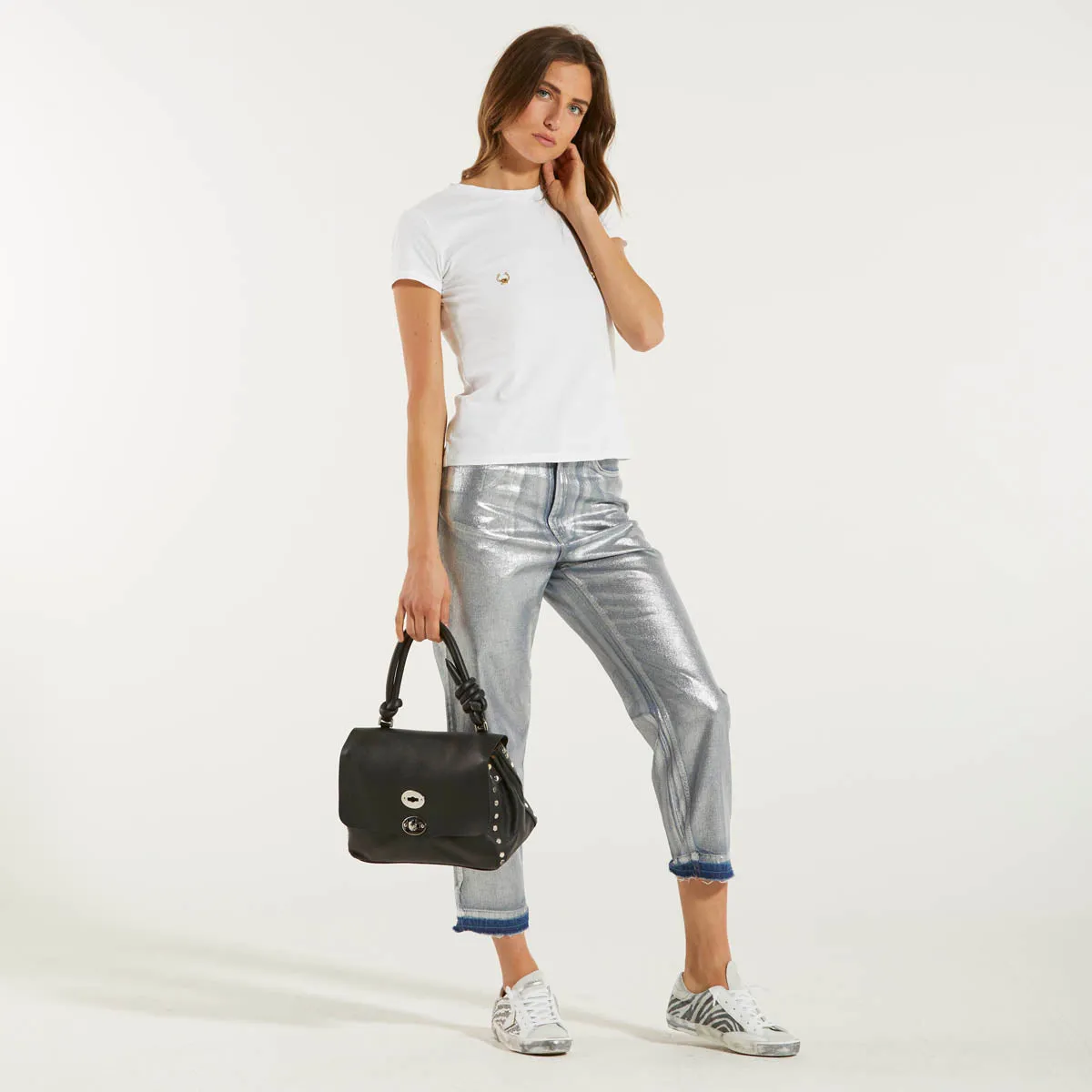 Elisabetta Franchi jeans boyfriend laminato