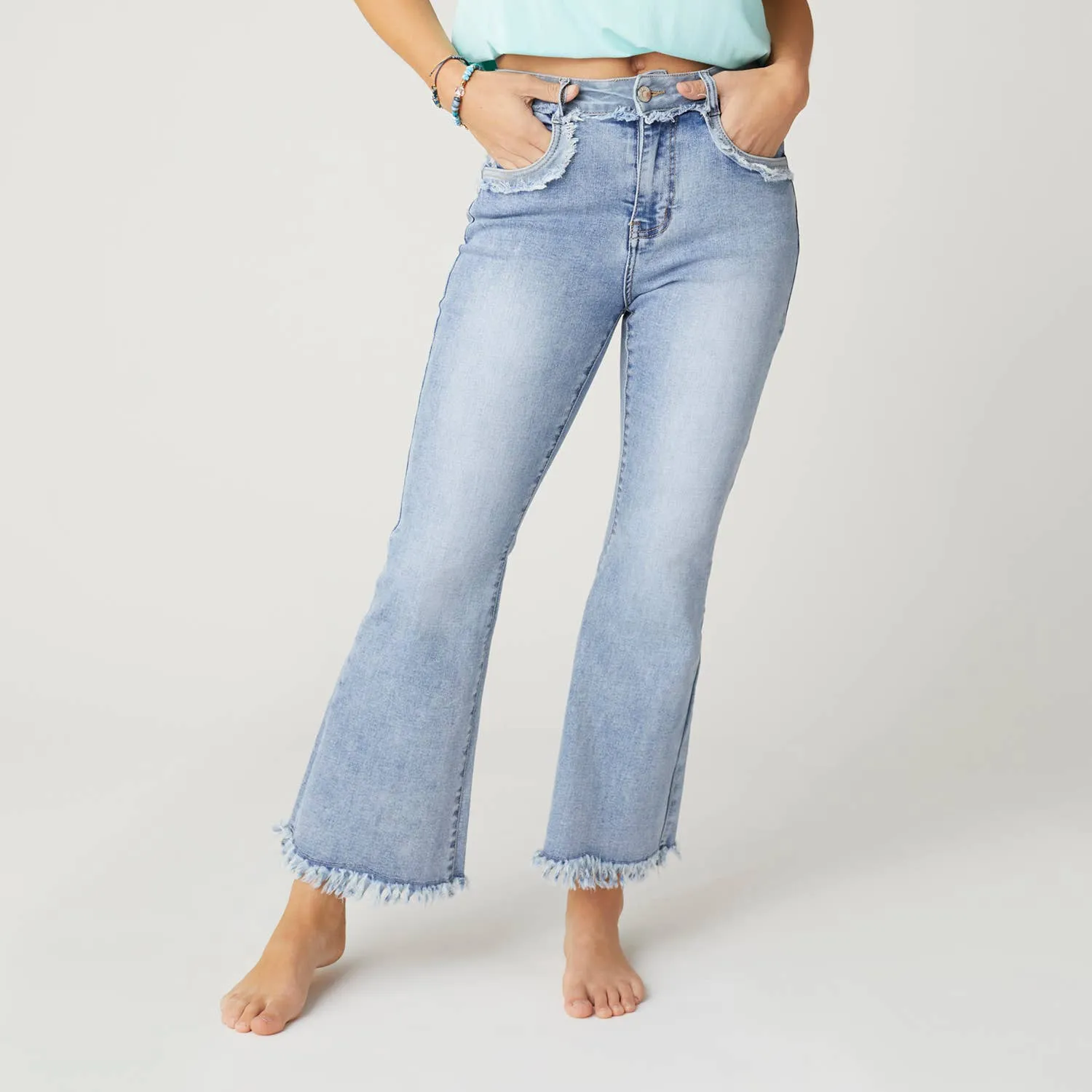 Everstretch Ankle Jeans with Fringe Detail