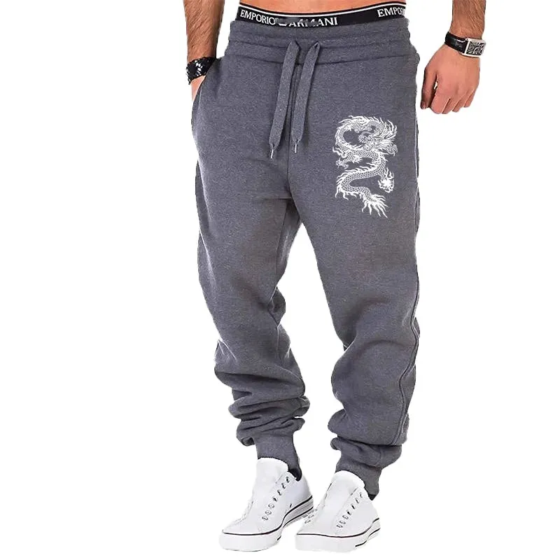 Fashion Casual Dragon Printed Jogger Pants Men