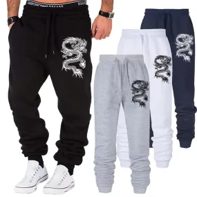 Fashion Casual Dragon Printed Jogger Pants Men