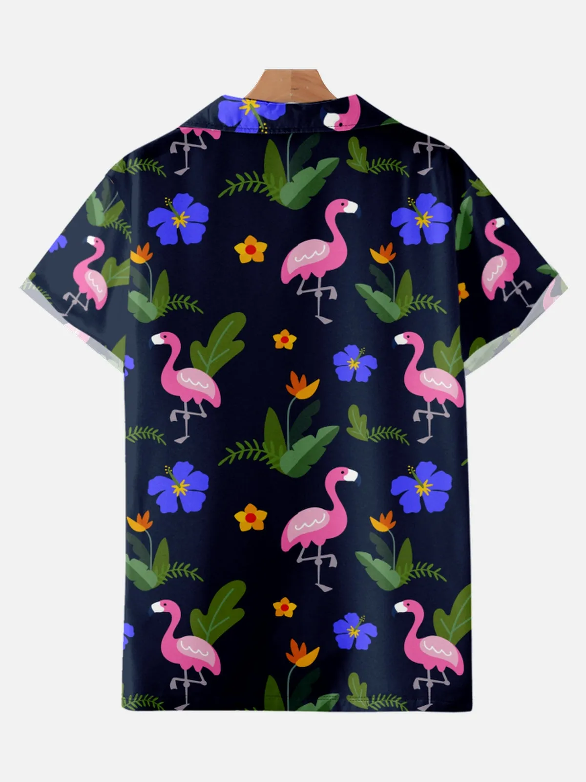 FLAMINGO PRINTED ALOHA SHIRT