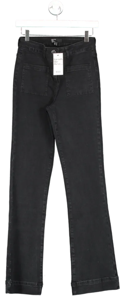 Friends like these Black High Waist Pocket Flare Jeans UK 10