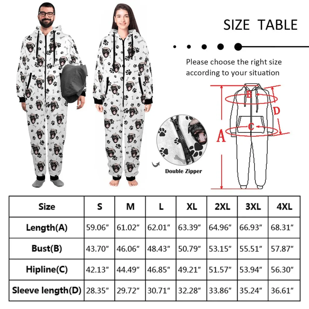 Funny Flannel Fleece Adult Onesie Pajamas Custom Face Christmas Red-Green Splice Jumpsuit Homewear