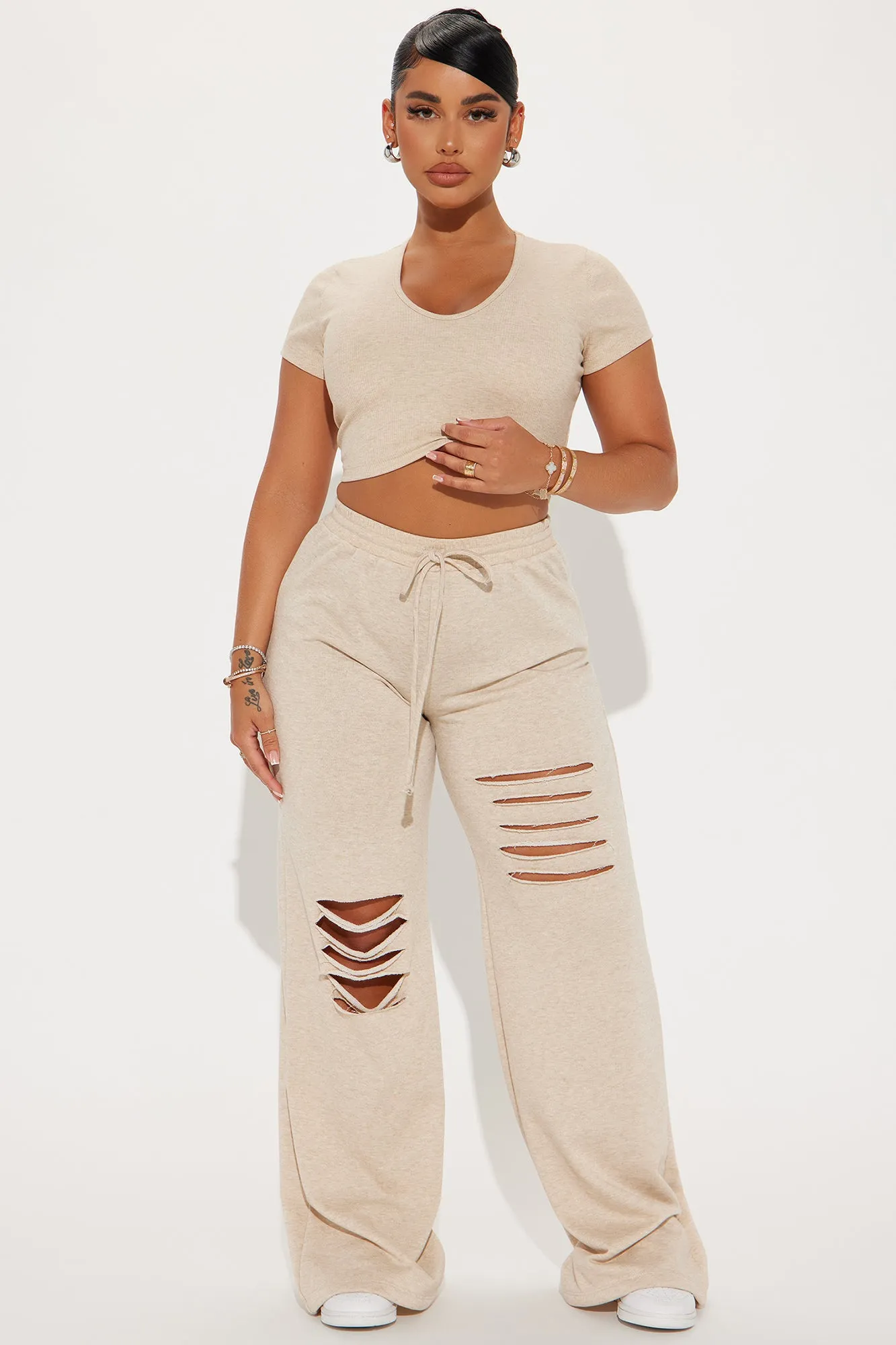 Getting Along Pant Set - Oatmeal