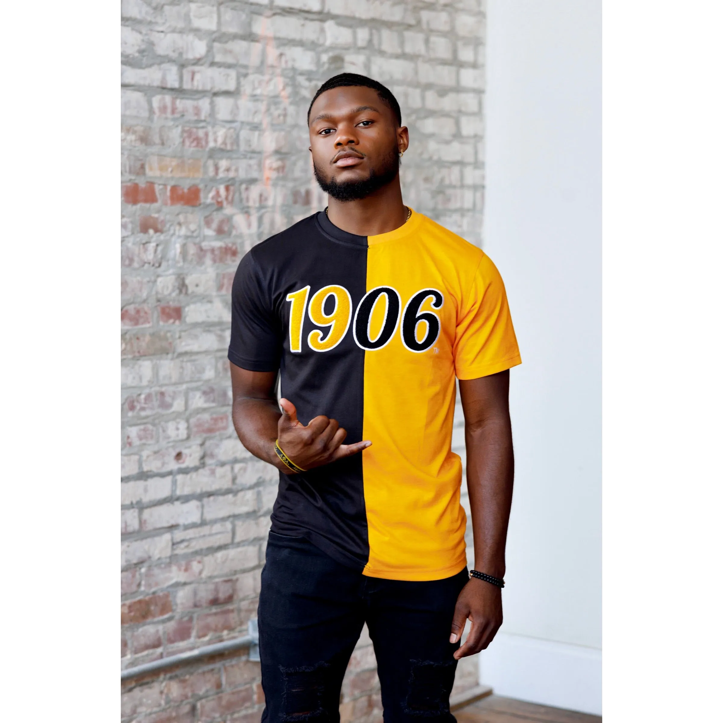 Half Black/Gold 1906 Chenille Tee