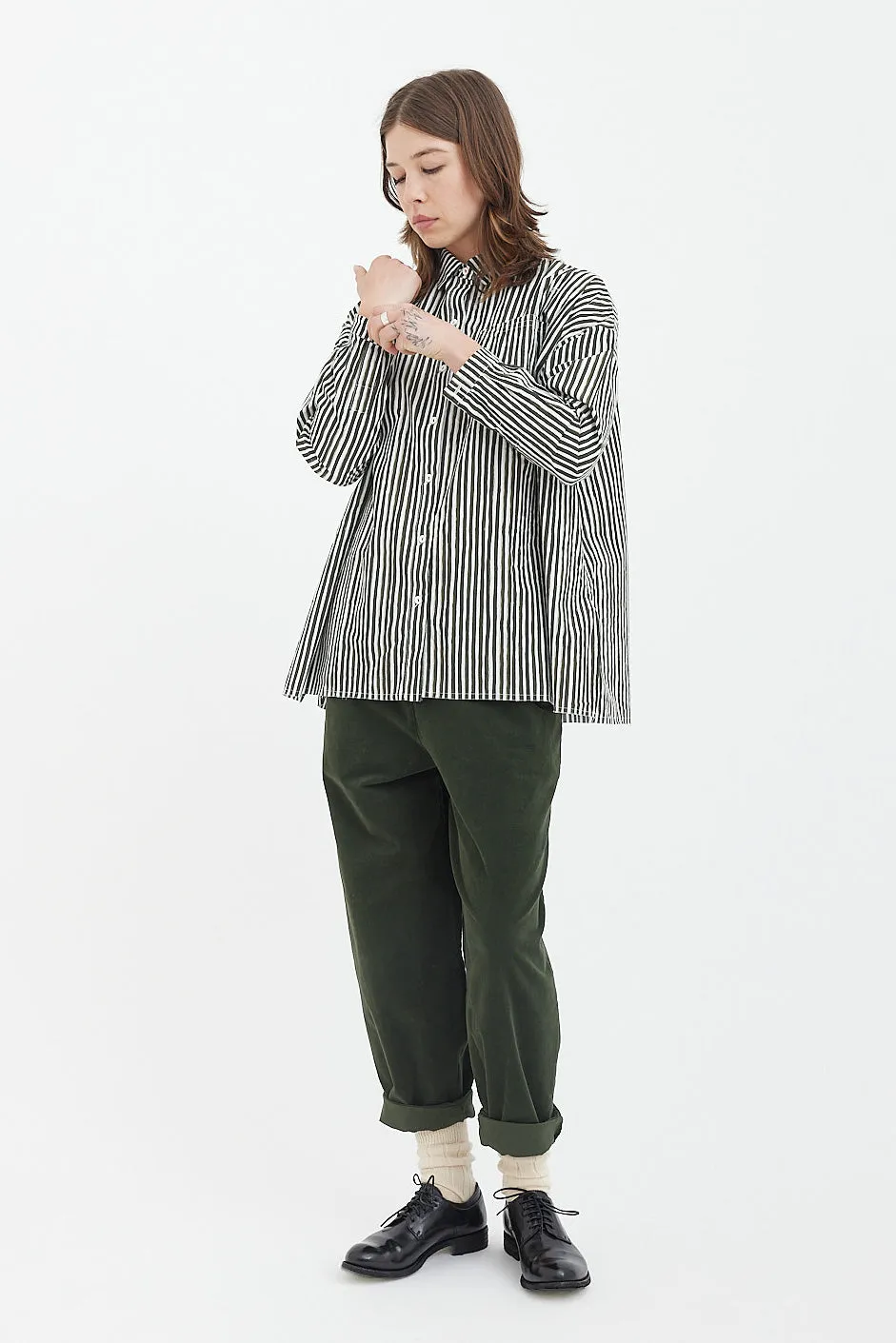 Hannoh Wessel - Clarence Shirt - Olive Stripes