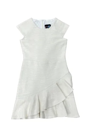 Ivory Cap Sleeve Ruffle Front Dress