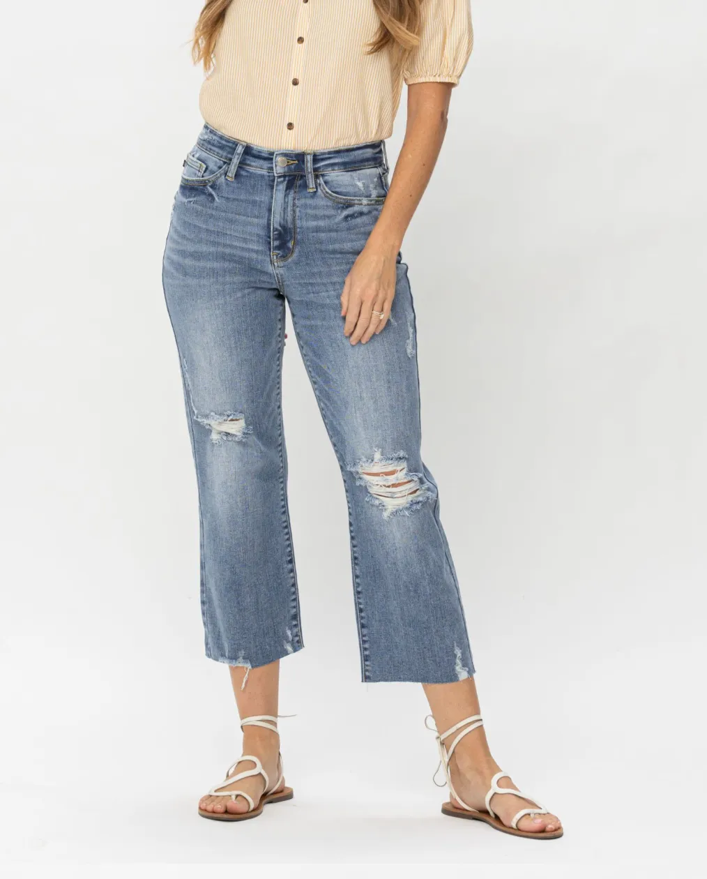 Judy Blue Destroyed Crop Wide Leg