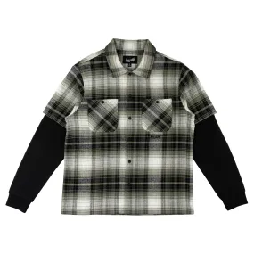 Lair Woven Plaid/Thermal Layered Shirt - Olive