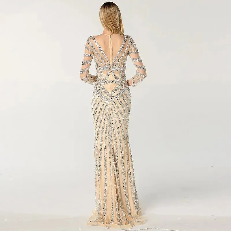 Lydia Beading Tassel Evening Gown