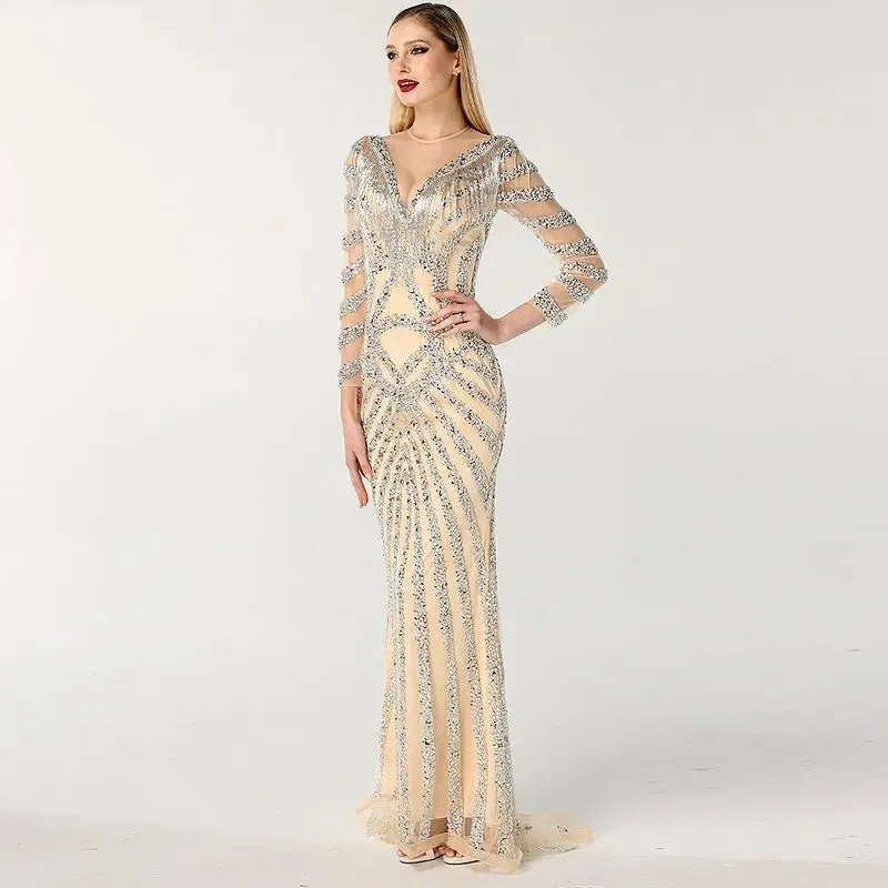 Lydia Beading Tassel Evening Gown