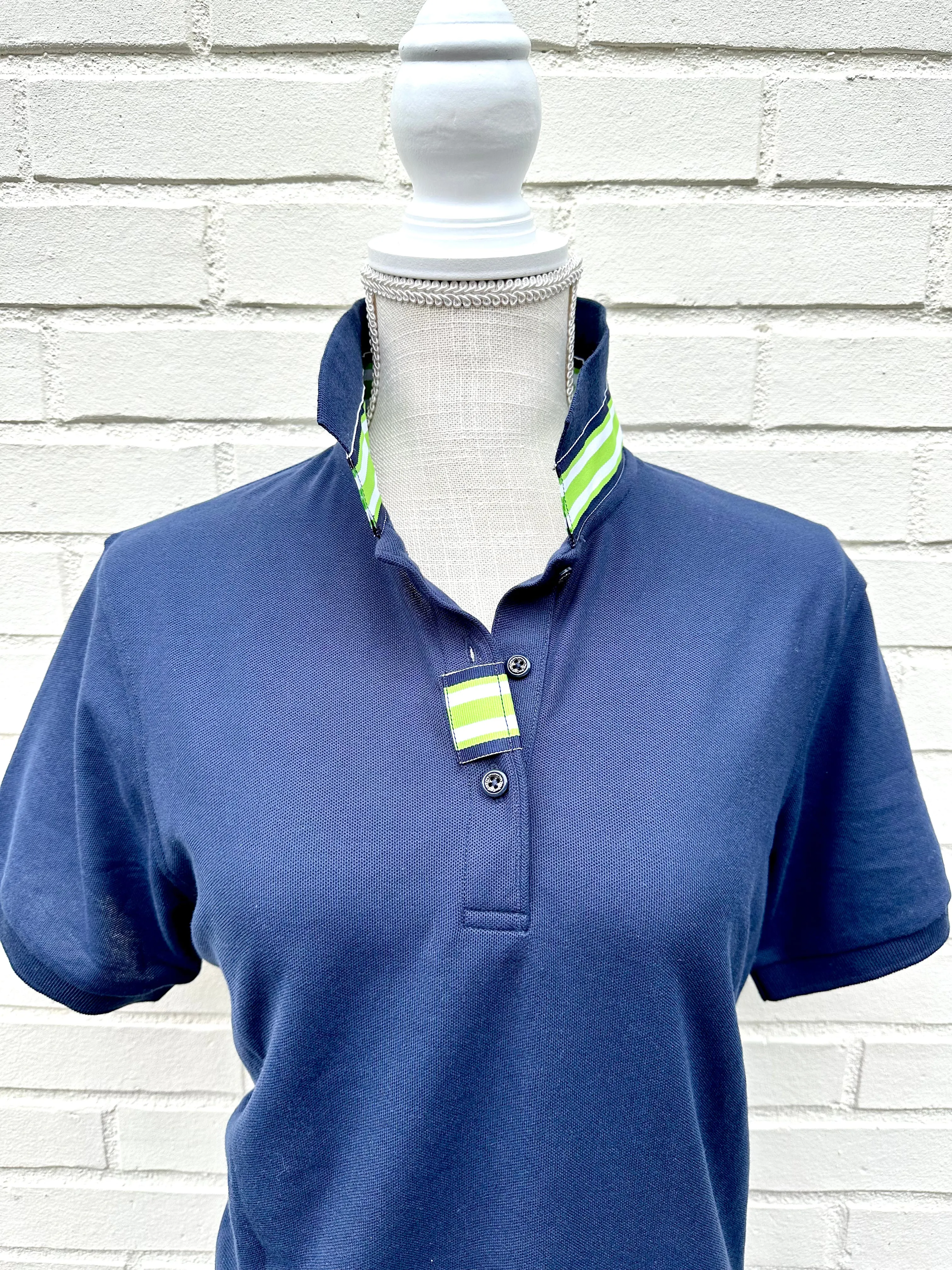 Madonna Navy Polo w Navy/Lime Grosgrain  (POLO3)