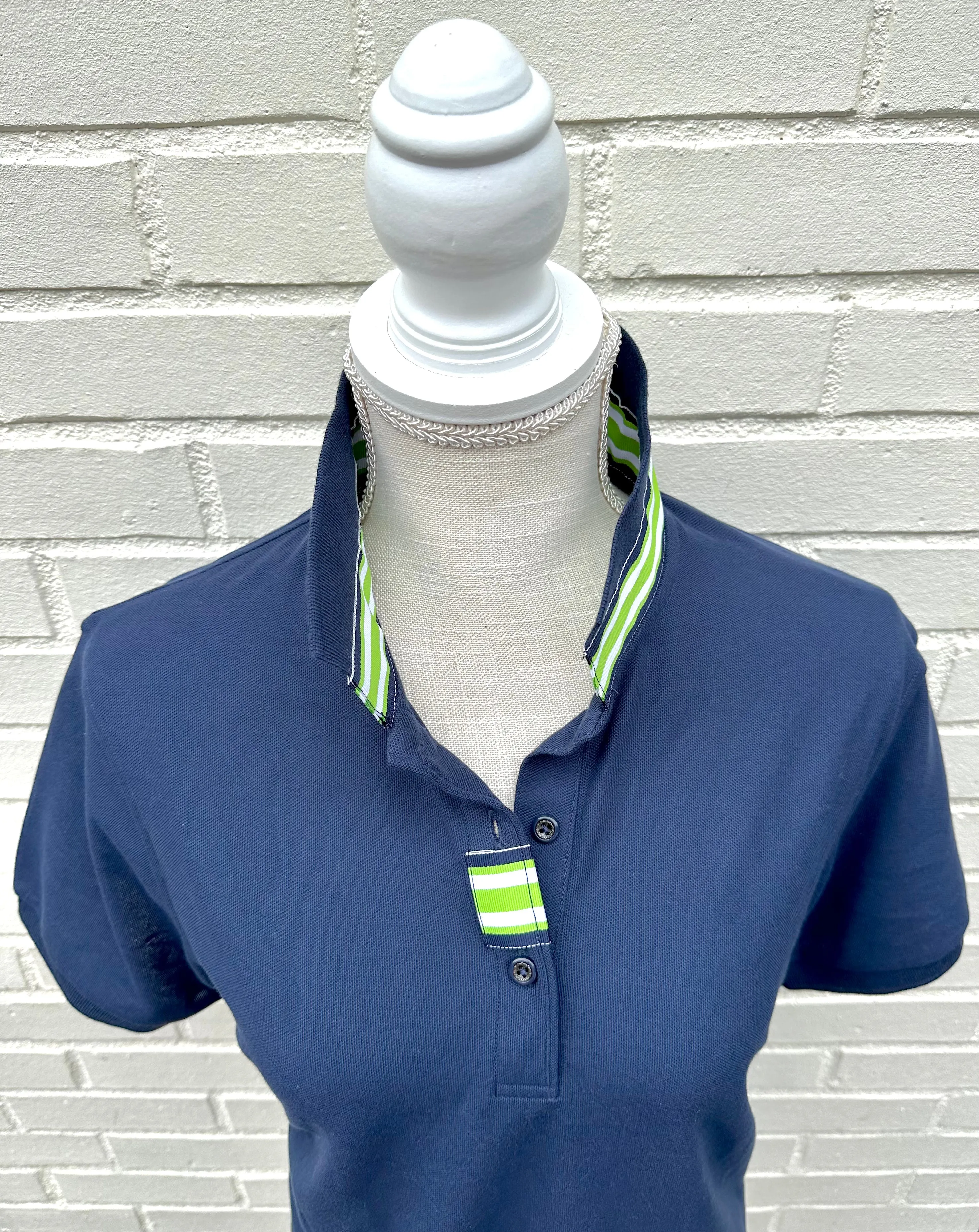 Madonna Navy Polo w Navy/Lime Grosgrain  (POLO3)