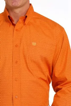 MEN'S CINCH GEOMETRIC PRINT BUTTON-DOWN WESTERN SHIRT - ORANGE