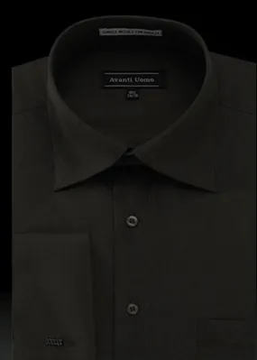 Men's French Cuff Dress Shirt Spread Collar, Black