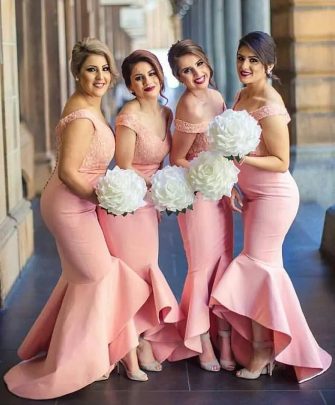 Mermaid High-Low Lace Top Bridesmaid Dress