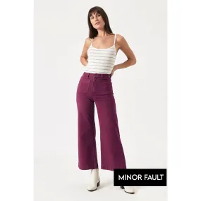 (Minor Fault) Brick Red Twill Wide Leg Jeans