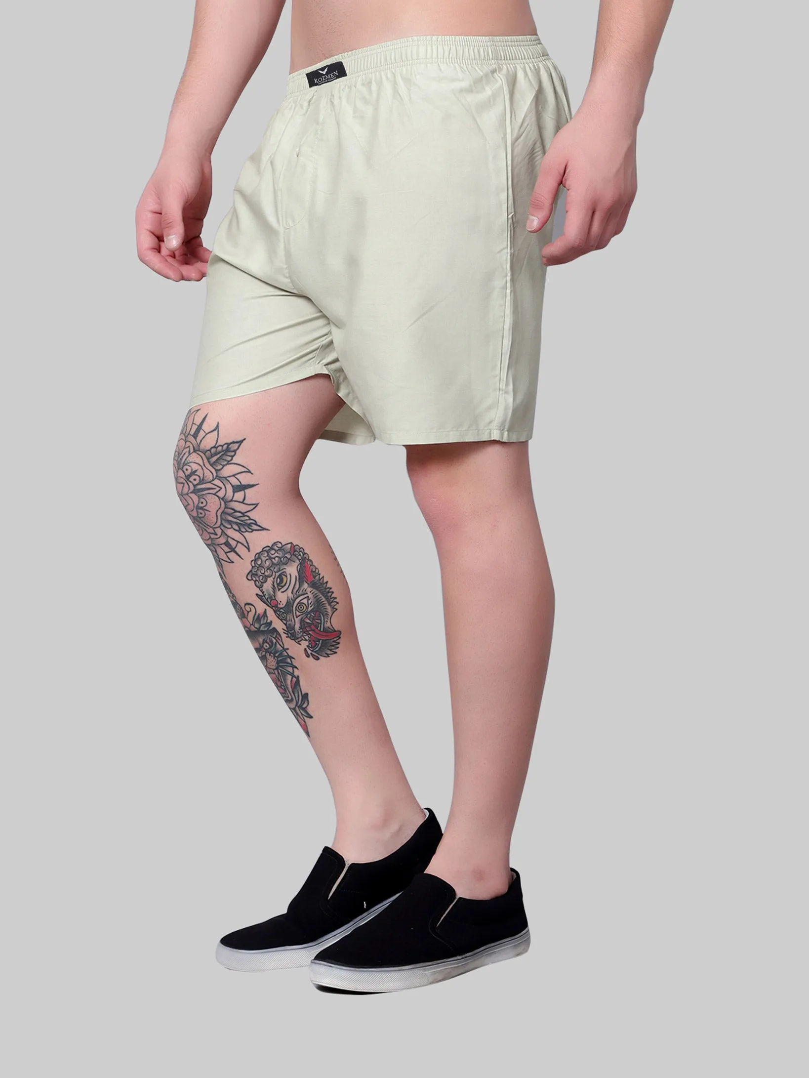 Olive Shiny Cotton Boxer