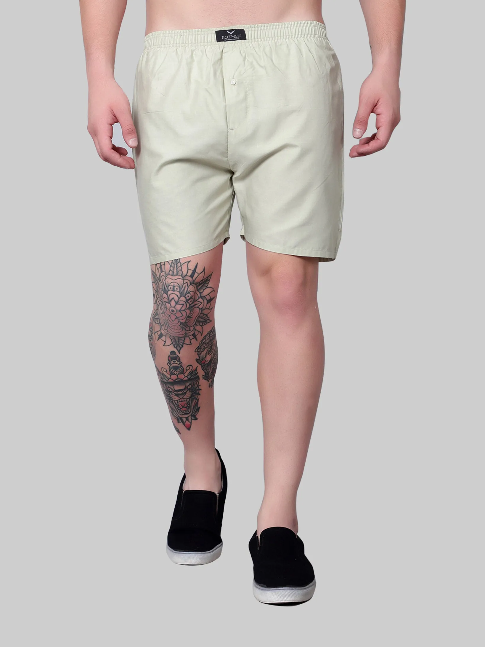 Olive Shiny Cotton Boxer