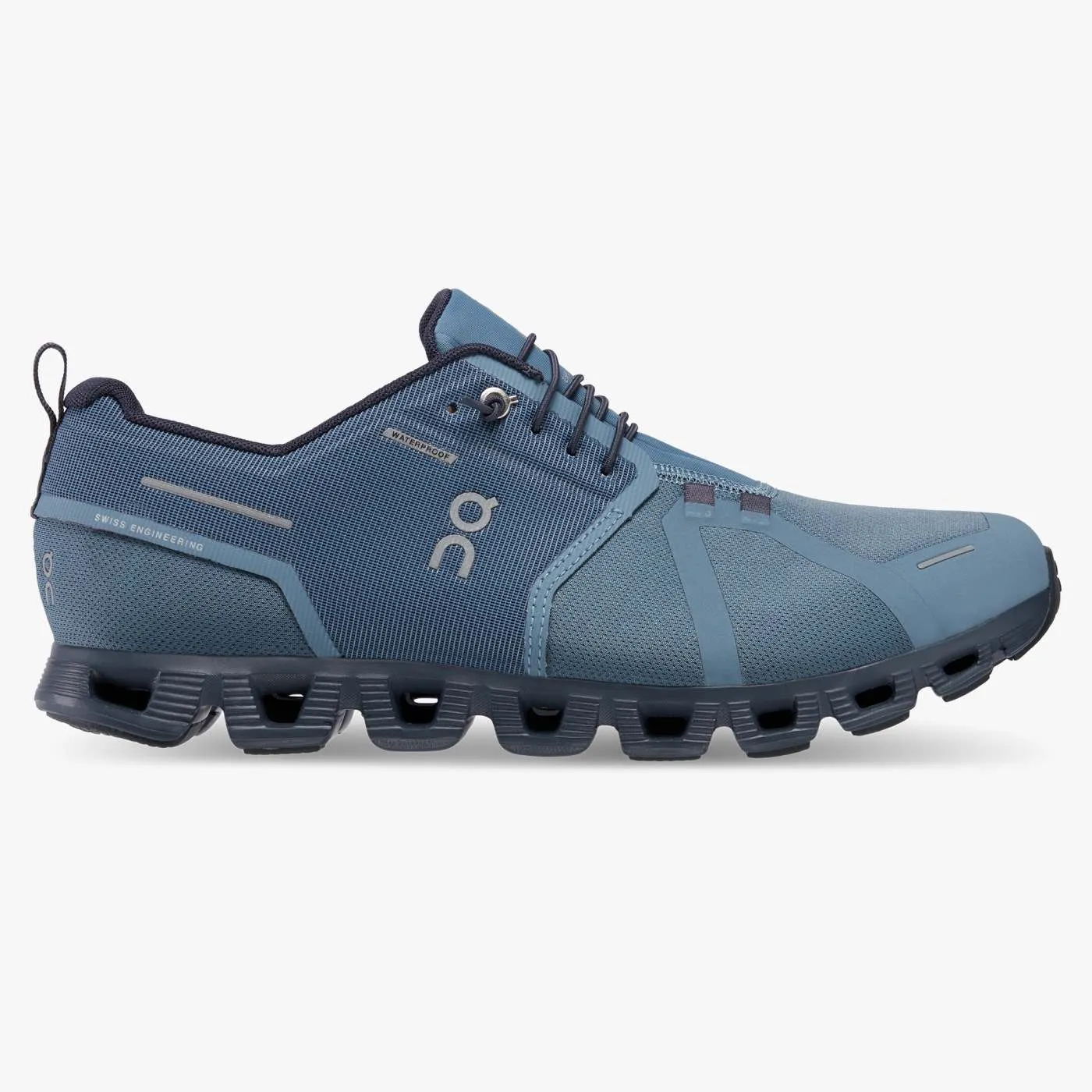 On Running Men's Cloud 5 Waterproof Shoes - Metal / Navy