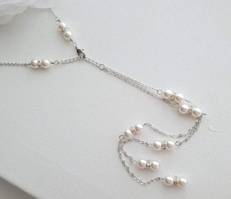 Pearl Backdrop Bridal Necklace In Gold- AVA