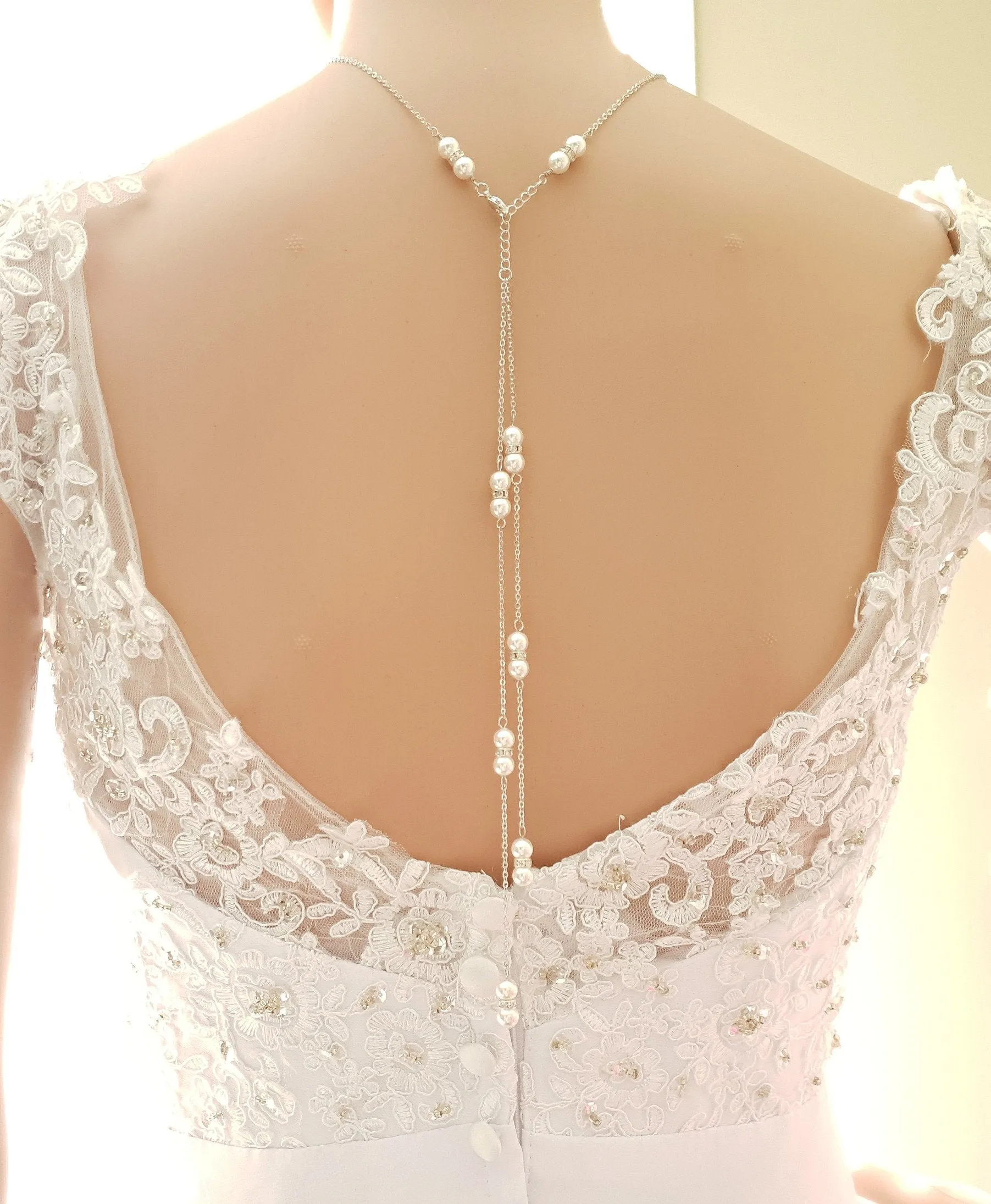 Pearl Backdrop Bridal Necklace In Gold- AVA