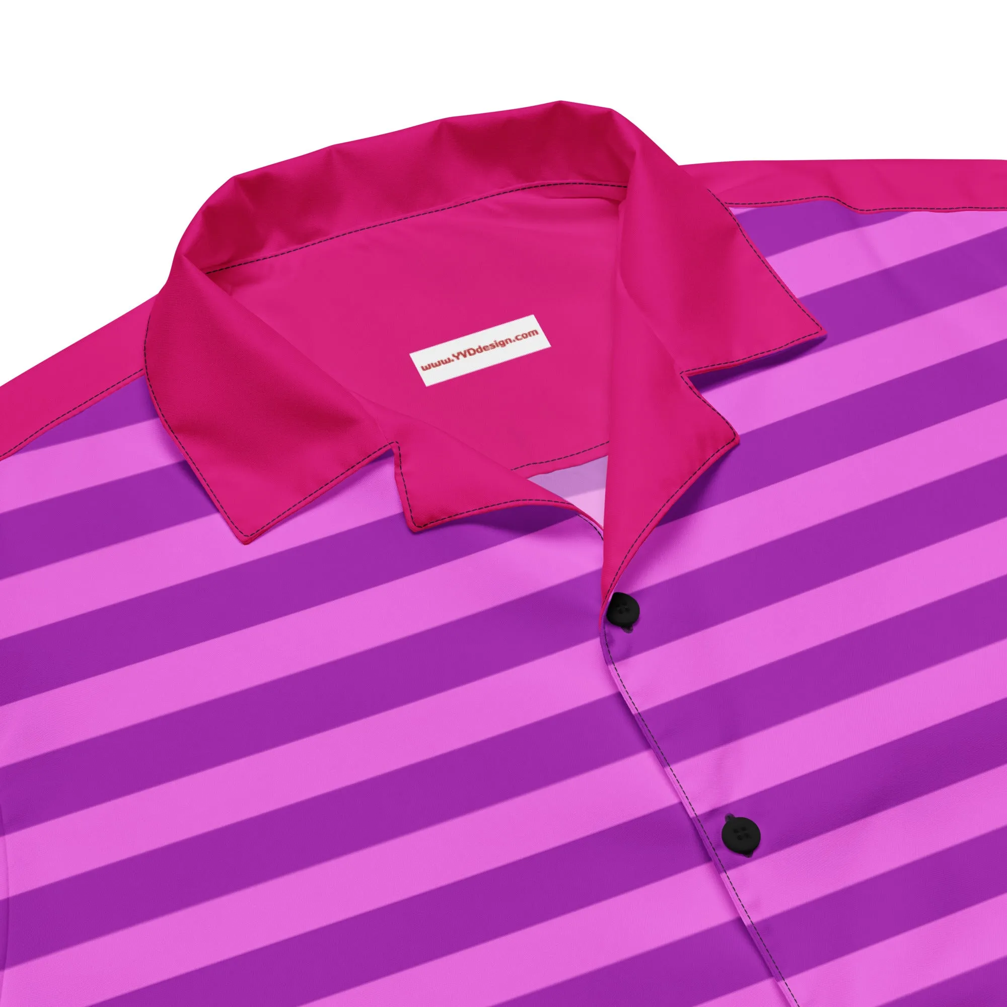 Pink Striped Shirt Outfit / Short Sleeve Shirt With Buttons