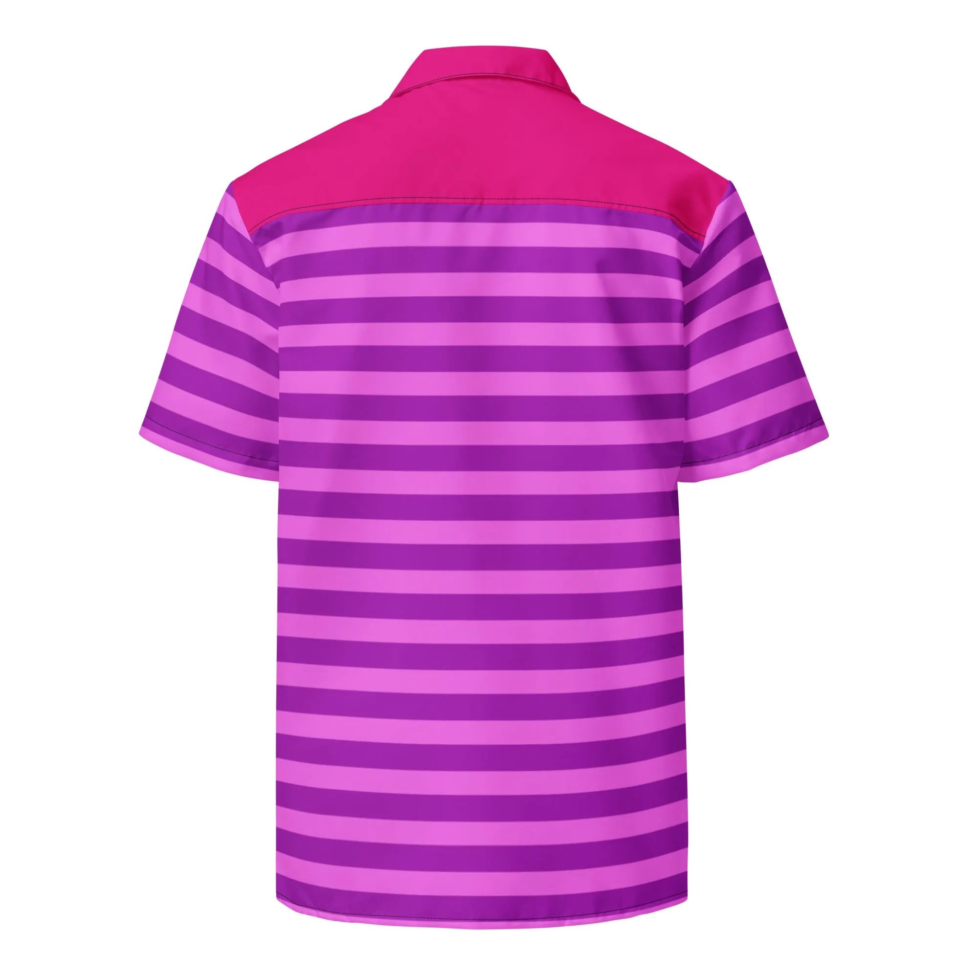 Pink Striped Shirt Outfit / Short Sleeve Shirt With Buttons